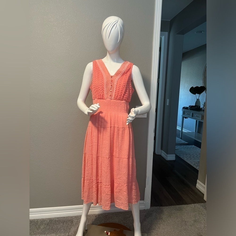 J GEE Women's 1X Bright Orange Hobo Maxi Dress